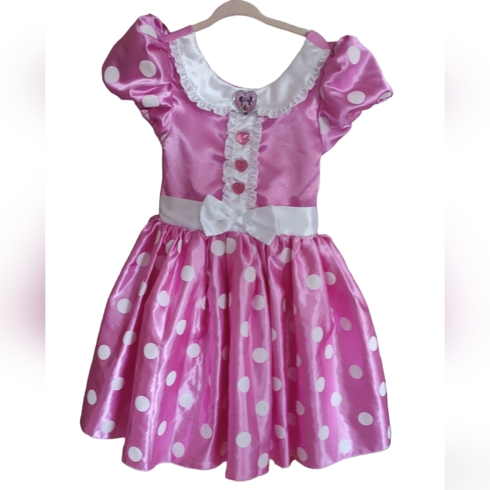 Disney Minnie Mouse Pink Polka Dot Dress Sz.5/6